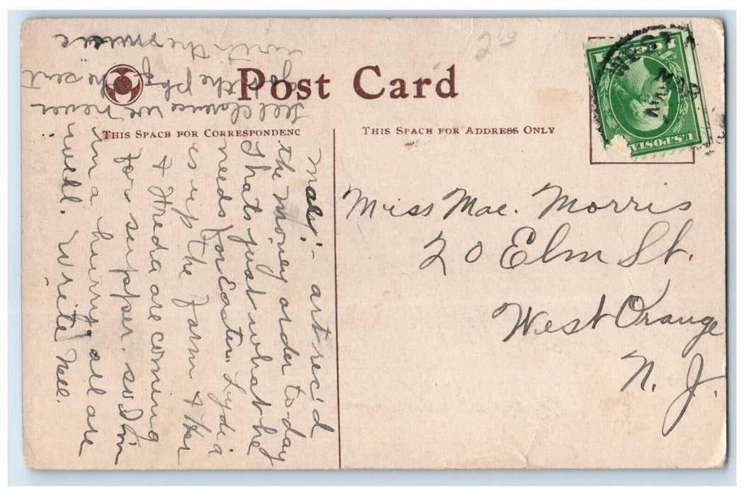 c1910's Easter Wishes Girl Bunnies Rabbit Chicken Hen Chicks Antique Postcard