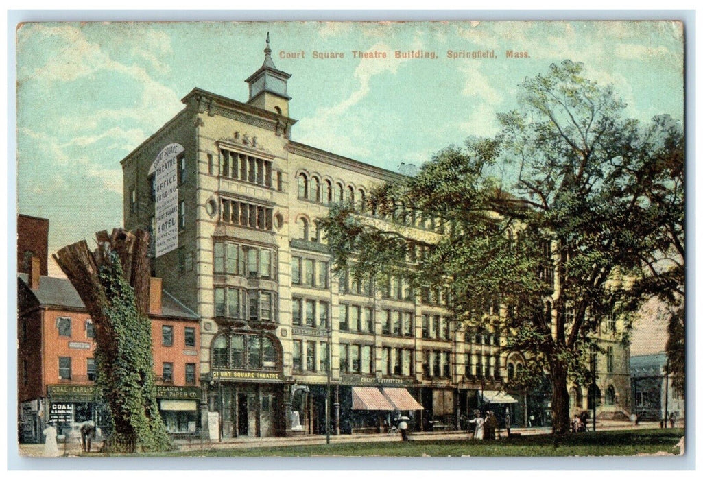 1910 Court Square Theatre Building Exterior Springfield Massachusetts Postcard