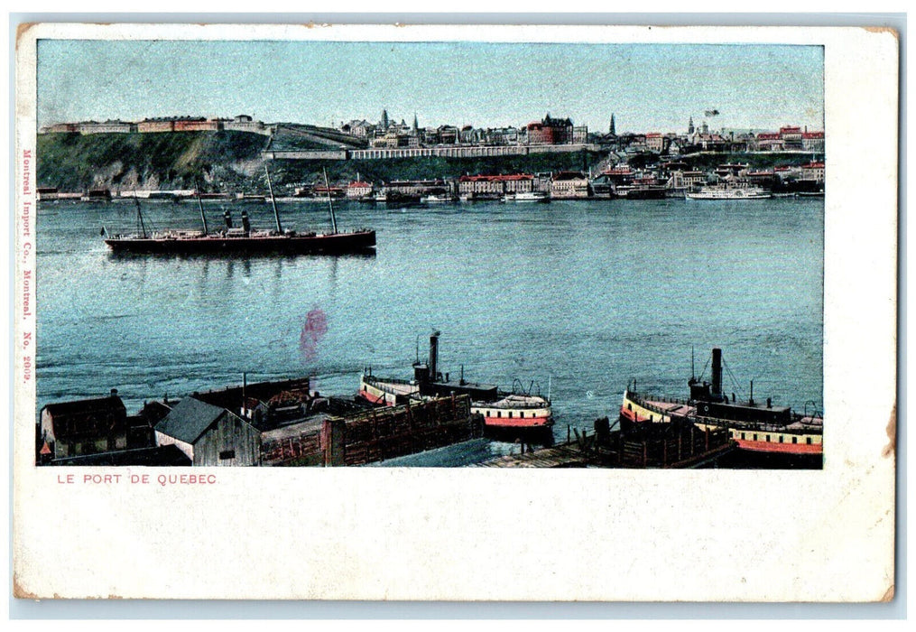 1906 Boat Scene Landing The Port of Quebec Canada Antique Posted Postcard