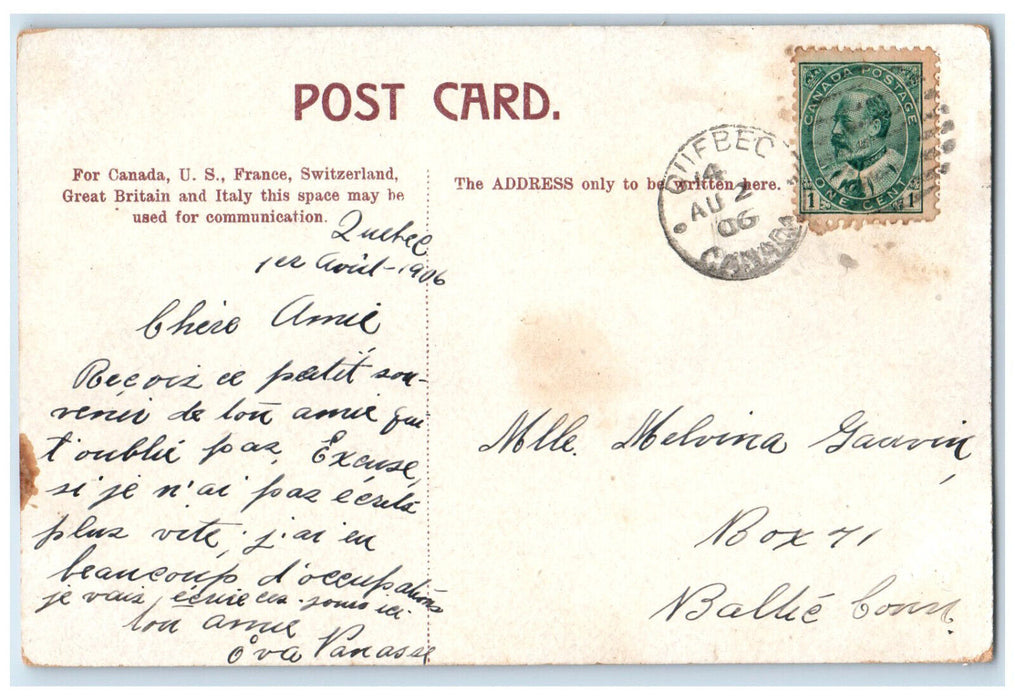 1906 Boat Scene Landing The Port of Quebec Canada Antique Posted Postcard