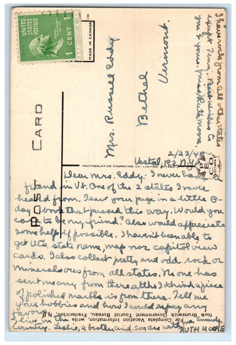 1948 Along the Beautiful St. John River New Brunswick Canada Postcard