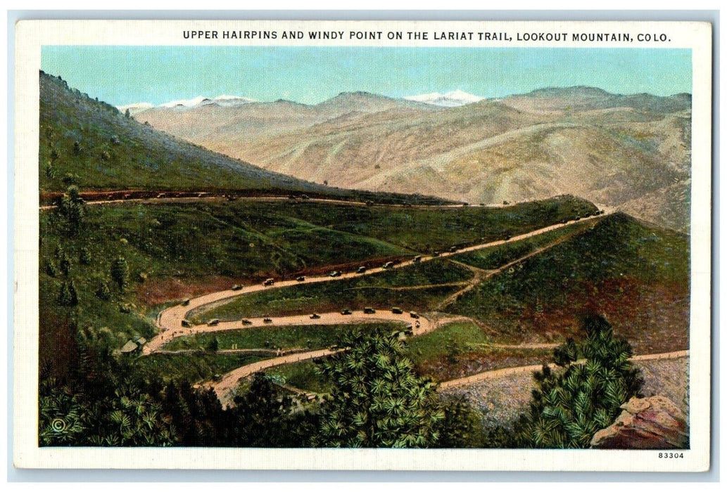 c1920 Upper Hairpins Windy Point Lariat Trail Lookout Mountain Colorado Postcard