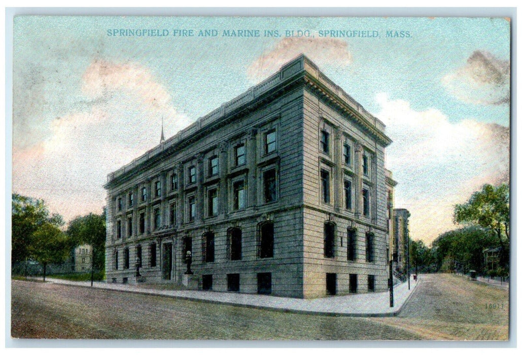 1908 Springfield Fire Marine Ins Building Springfield Massachusetts MA Postcard