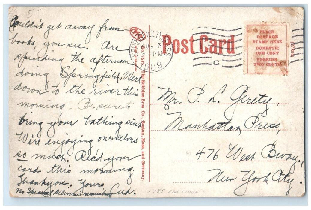 1909 Johnson Bookstore Exterior Main St. Springfield Massachusetts MA Postcard