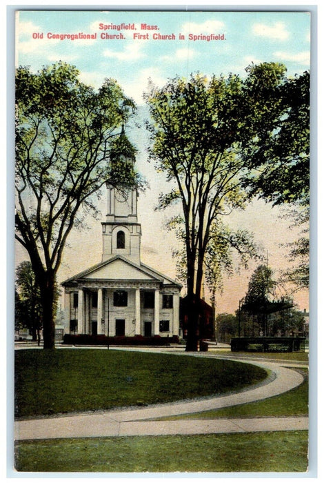 c1910 Congregational Church Chapel Exterior Springfield Massachusetts Postcard