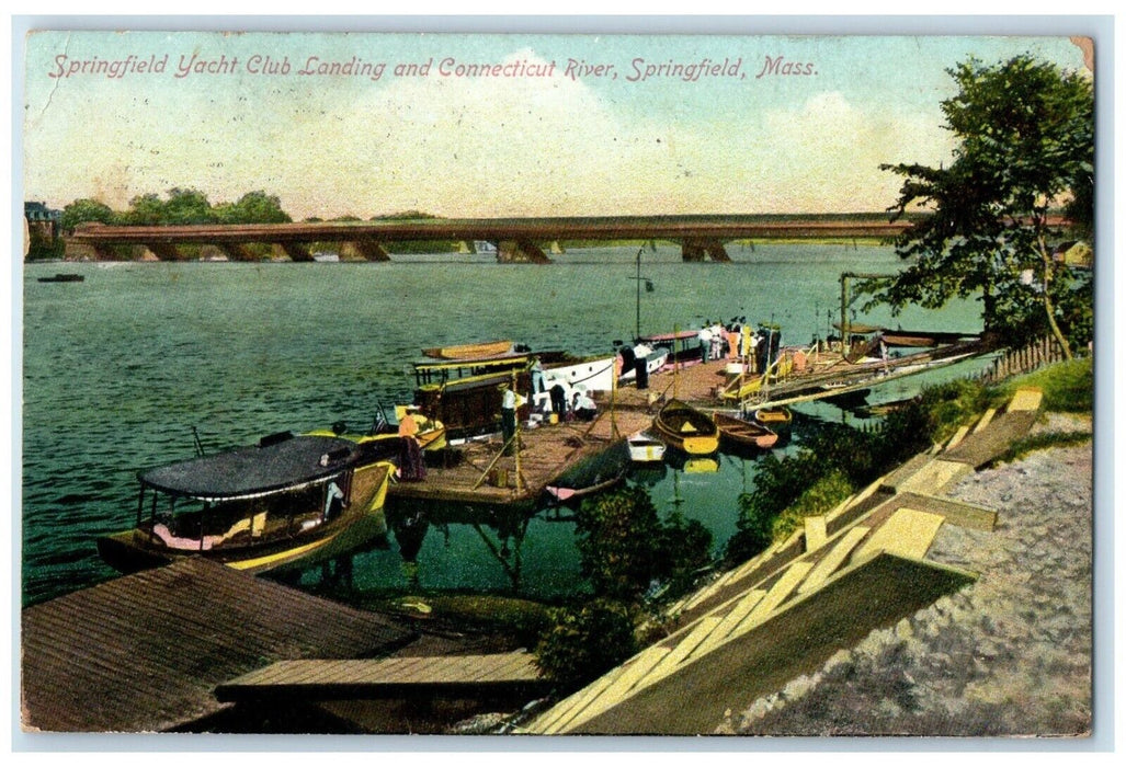 1908 Springfield Yacht Club Landing Connecticut River Massachusetts MA Postcard