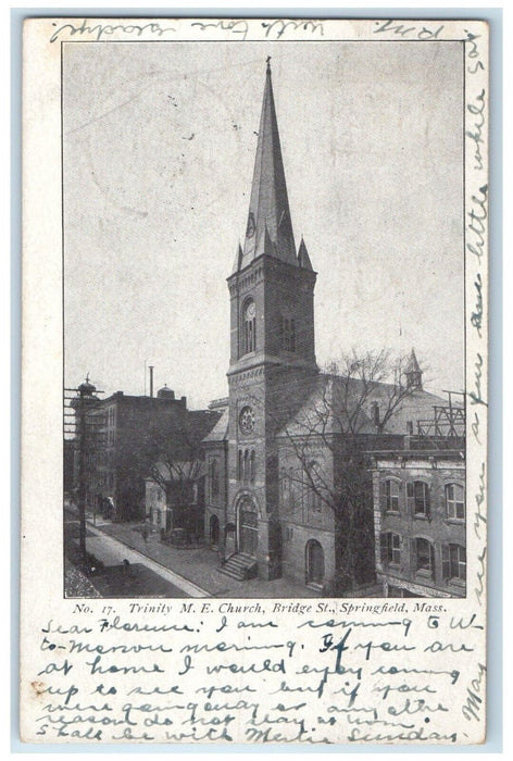 1906 Trinity ME Church Bridge St. Exterior Springfield Massachusetts MA Postcard