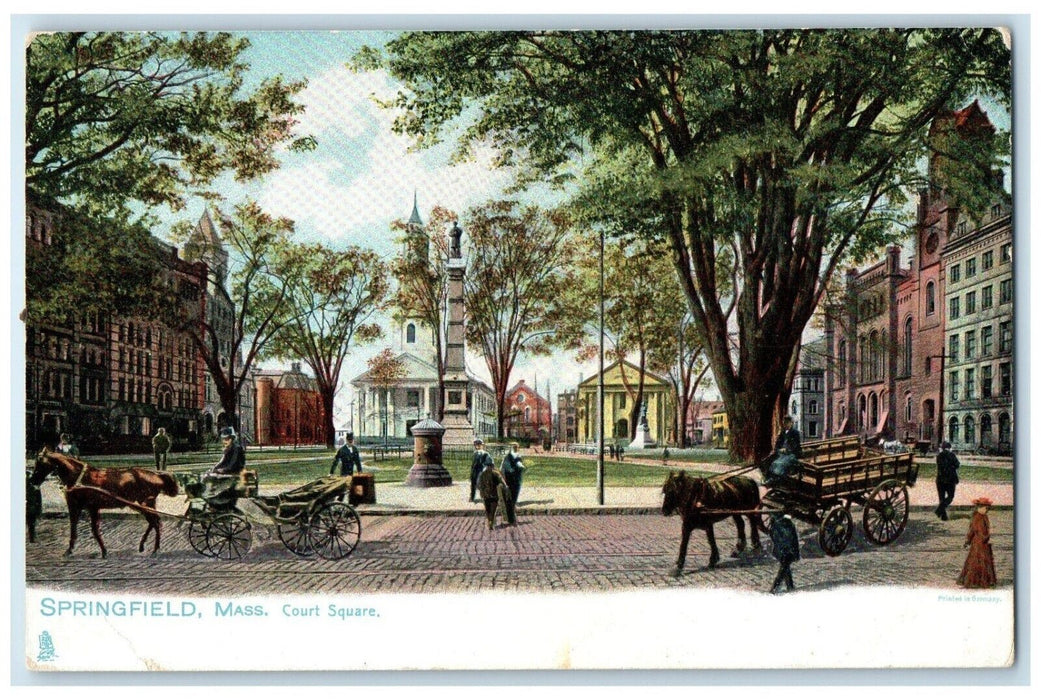 c1905 Court Square Monument Springfield Massachusetts Tuck Son Vintage Postcard