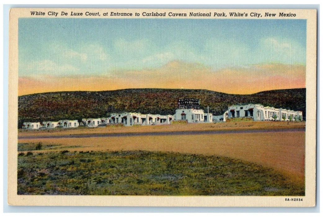 1940 White City De Luxe Court Entrance Carlsbad Cavern National Park NM Postcard