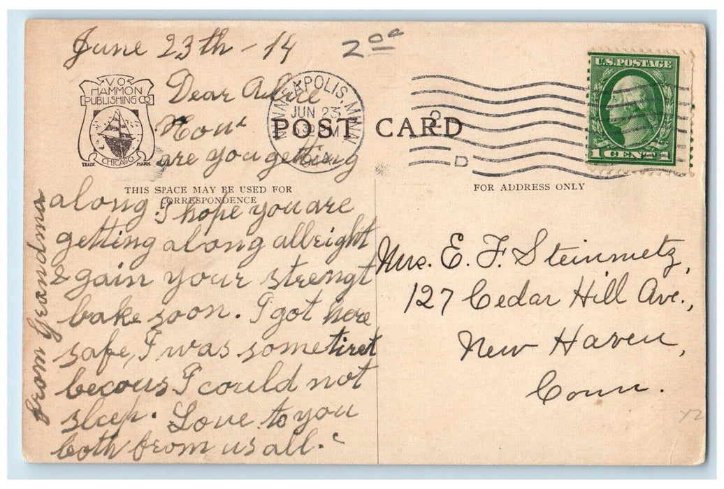 1914 Minnesota College Harvard & Delaware Minneapolis Minnesota Vintage Postcard