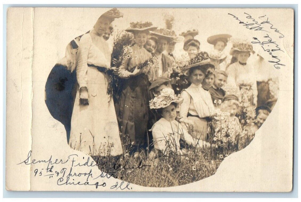 1904 Women's Club Early Velox View Chicago Illinois IL RPPC Photo Postcard