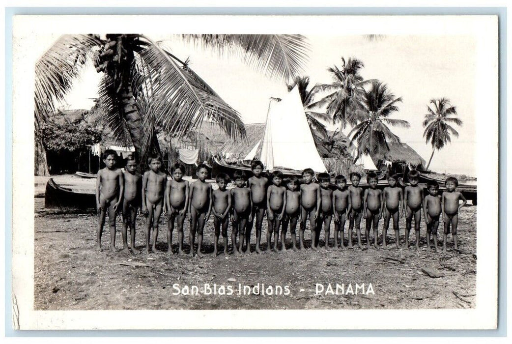 c1940's Native San Blas Indians Boys View Panama RPPC Photo Unposted Postcard