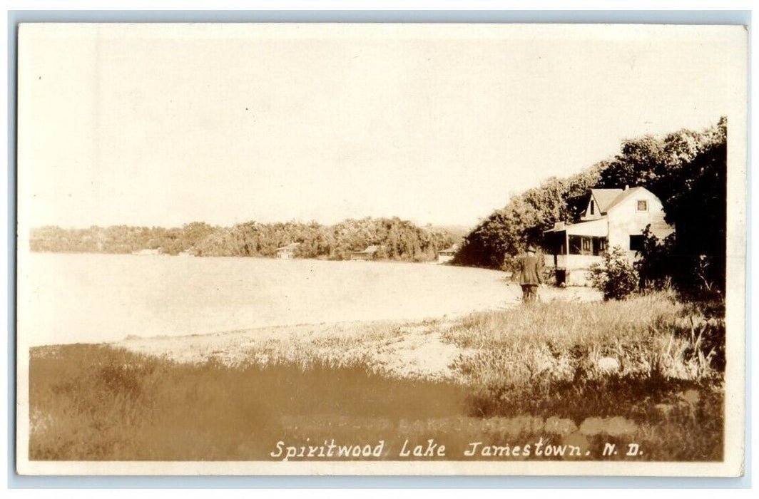 c1920's Spiritwood Lake Home View Jamestown North Dakota ND RPPC Photo Postcard