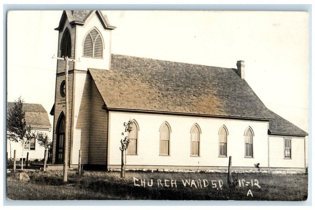 c1910's Church Building View Ward South Dakota SD RPPC Photo Unposted Postcard