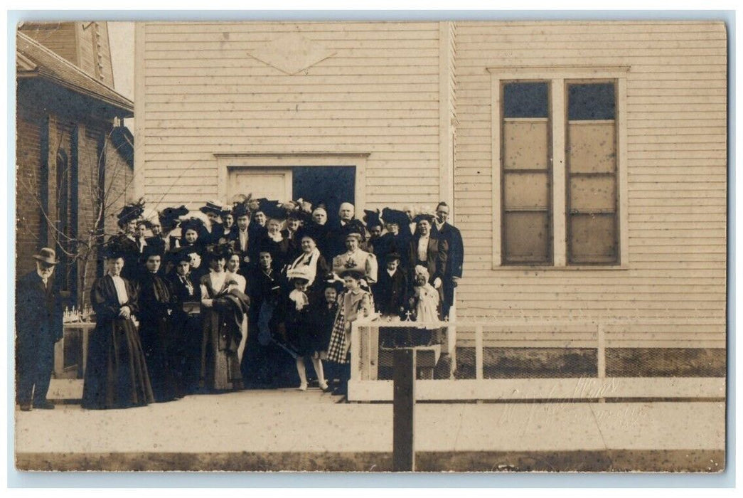 1907 Congregation Church Dedication Collins Rapid City SD RPPC Photo Postcard