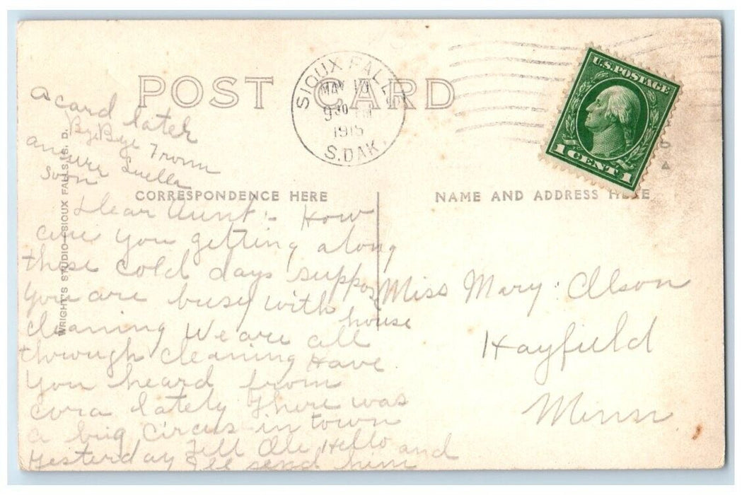 1915 Children's Home Lawn Jockey Horse Sioux Falls SD RPPC Photo Postcard