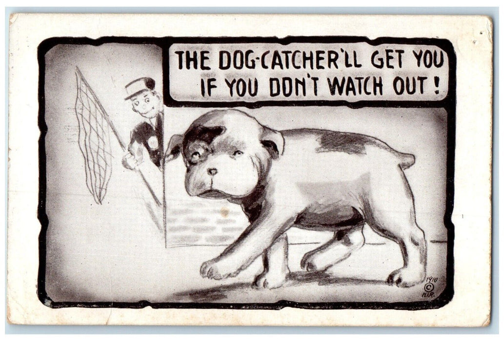 Man Dog Catcher'll Get You If You Don't Watch Out Eldorado Springs MO Postcard