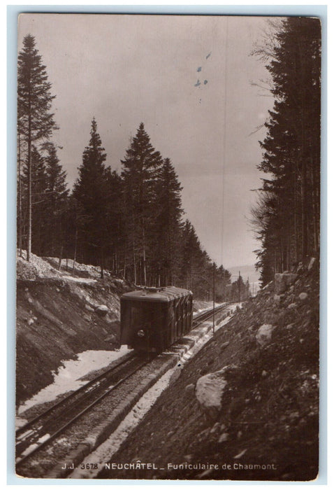 c1910 Chaumont Funicular Neuchatel Switzerland Antique RPPC Photo Postcard