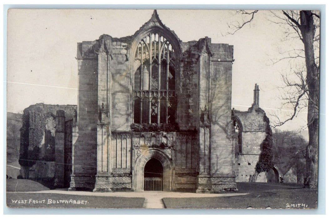 c1910's West Front Bolton Abby Smith England Baildon RPPC Photo Postcard