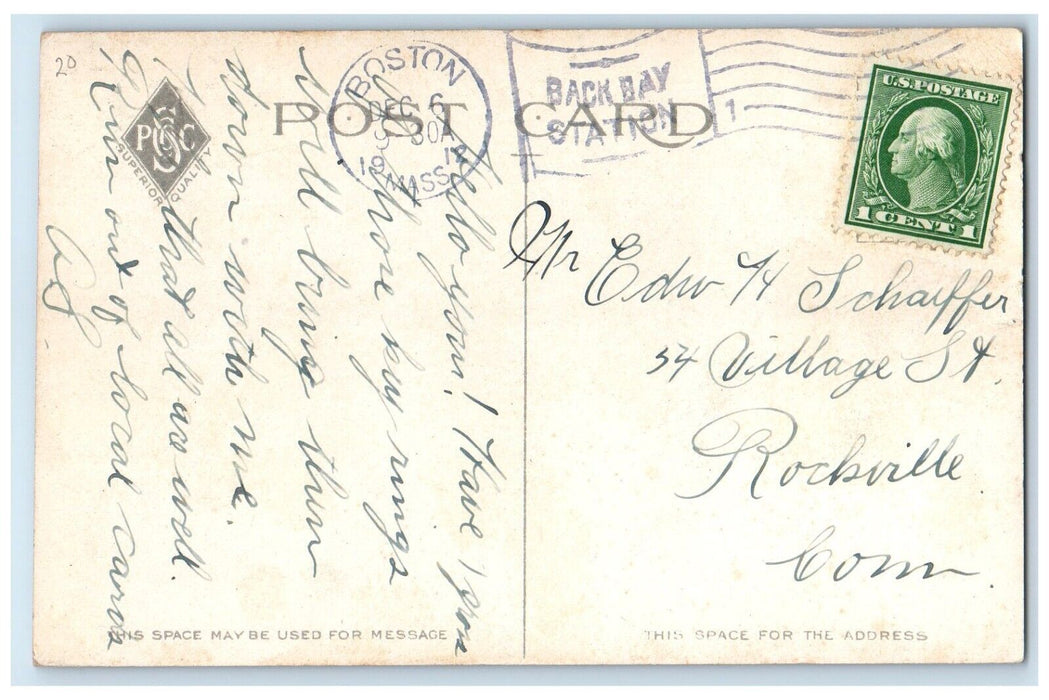 1912 Auto Water Tower Fire Department Springfield Massachusetts Vintage Postcard
