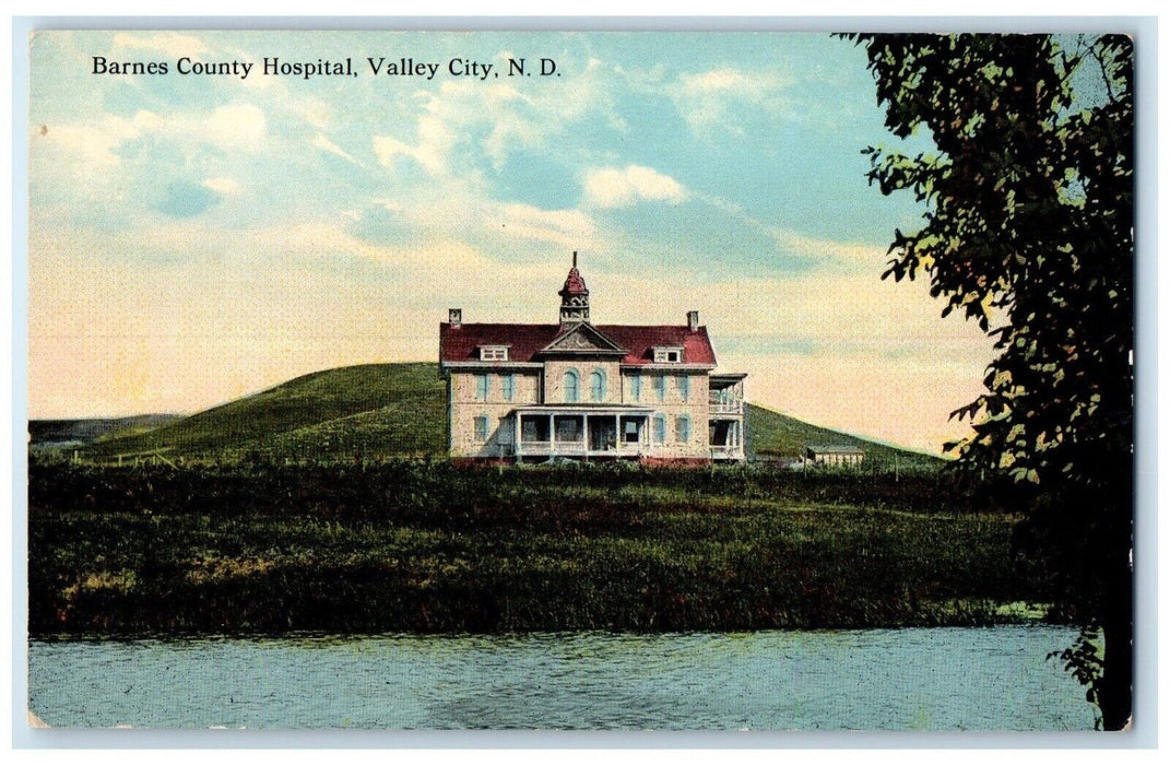 c1910 Barnes County Hospital Valley City North Dakota Vintage Antique Postcard