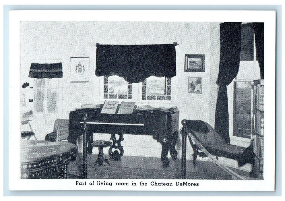 c1940 Part Of Living Room Chateau Interior DeMores North Dakota Vintage Postcard