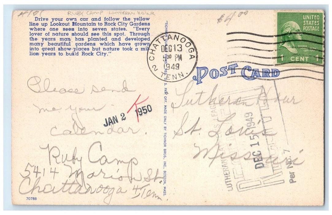 1949 Views Rock City Gardens Ruby Camo Lutheran Hour Tennessee Vintage Postcard
