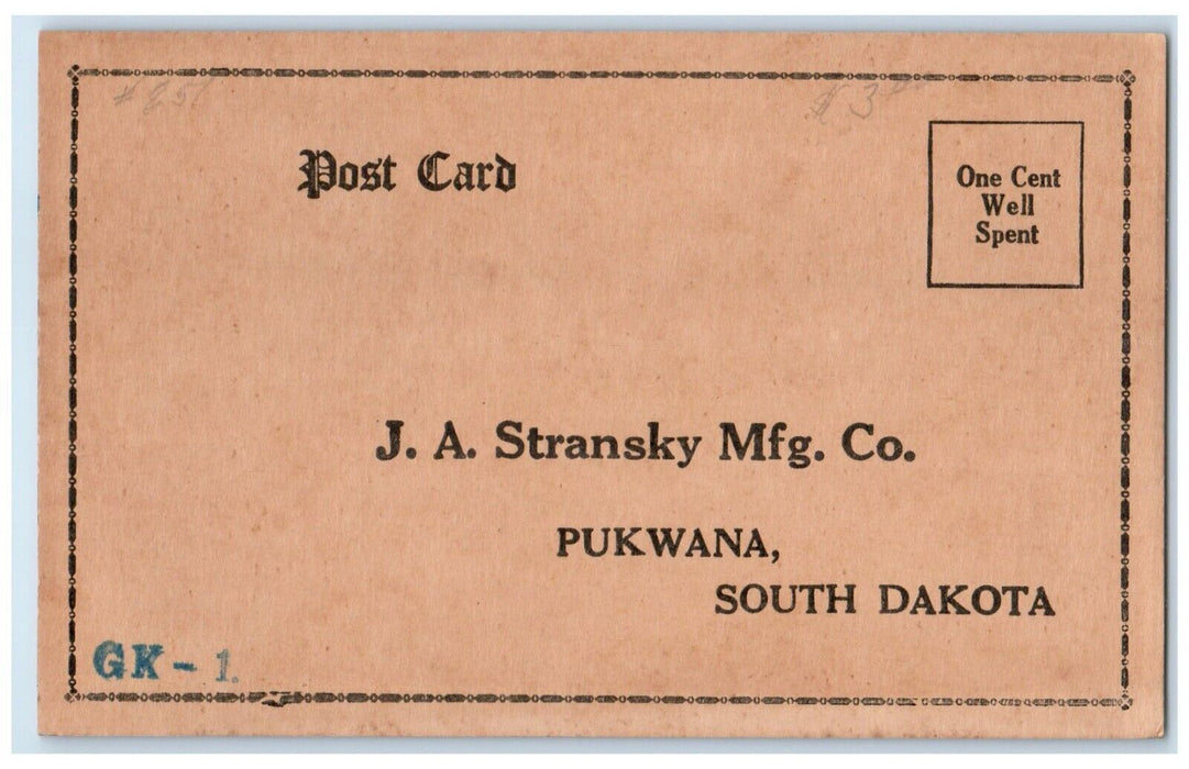 c1905 Delays Pay No Dividends Stransky MFG Pukwana South Dakota Vintage Postcard