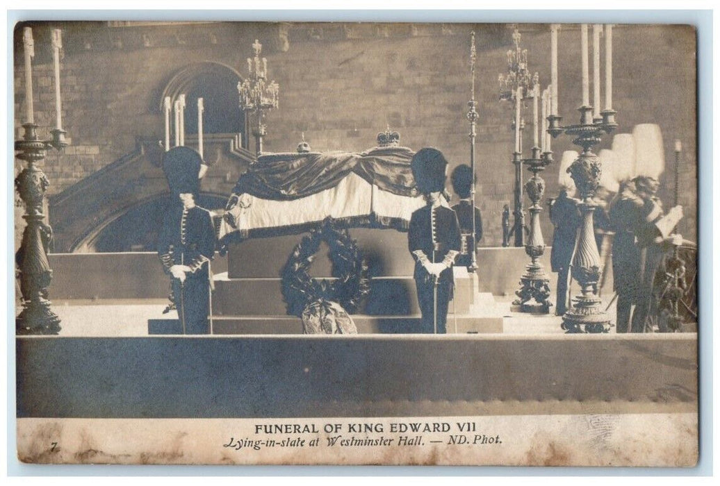 1910 King Edward VII Funeral Westminster Hall London England RPPC Photo Postcard