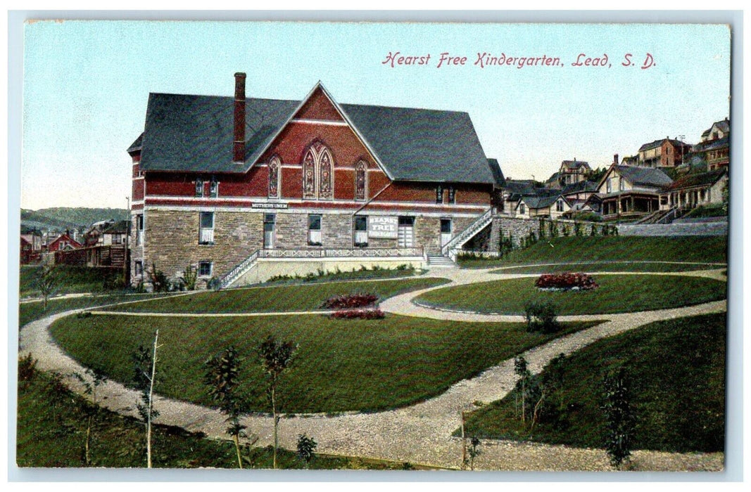 c1910 Hearst Free Kindergarten Exterior Building Lead South Dakota SD Postcard