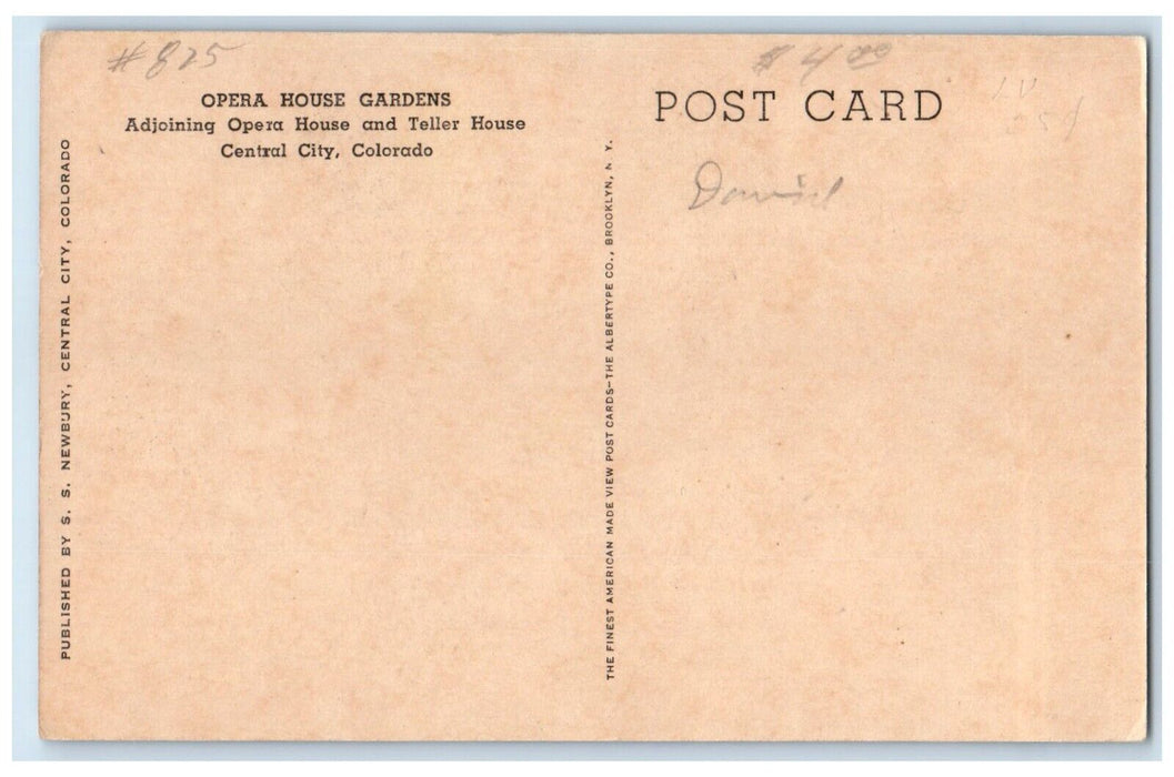 c1940 Opera House Gardens Teller House Central City Colorado CO Antique Postcard