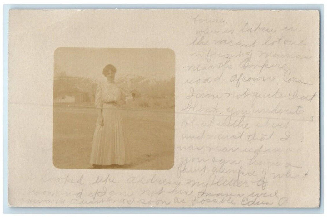 1909 Woman Mountain View Carson City Nevada NV RPPC Photo Posted Postcard
