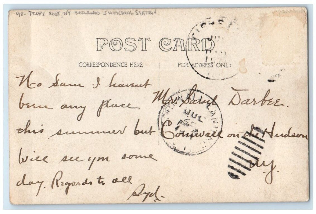 c1910's Railroad Switching Station Fish's Eddy Div. 20 NY RPPC Photo Postcard