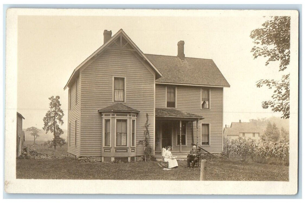 1910 Home Residence Rocking Chair View Bliss New York NY RPPC Photo Postcard