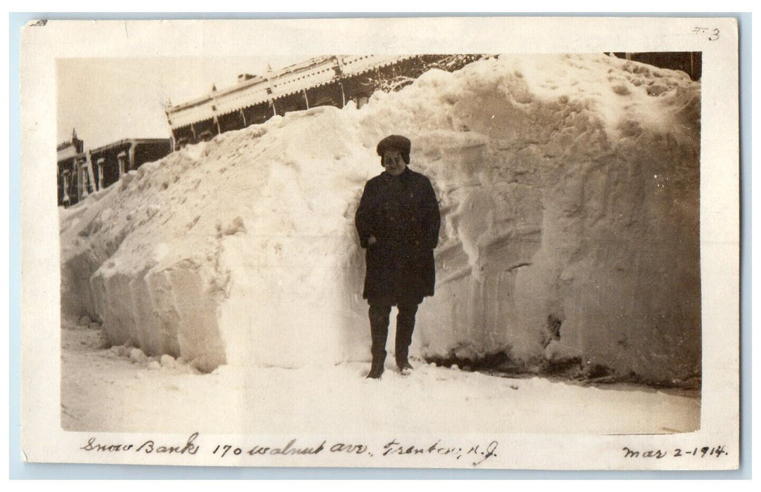 1914 Blizzard Snow Bank 170 Walnut Avenue Trenton New Jersey NJ Child Boy Photo