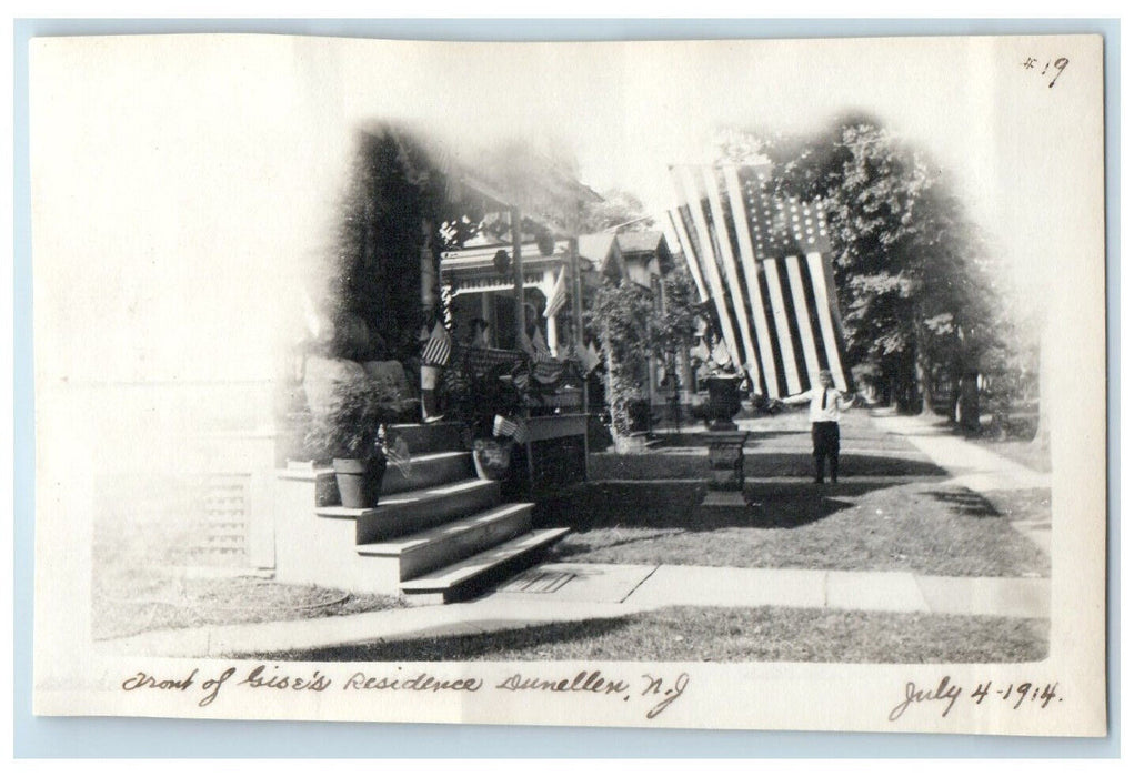 1914 4th July Decorations Gise's Residence Dunellen New Jersey NJ Antique Photo