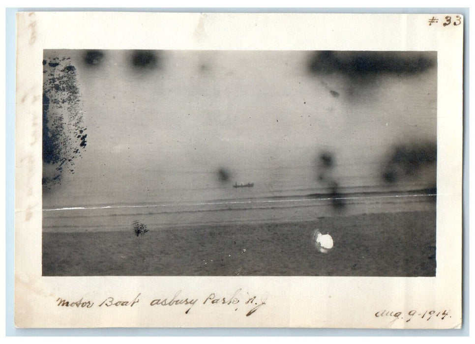 1914 Scene of Motor Boat Running Asbury Park New Jersey NJ Antique Photo