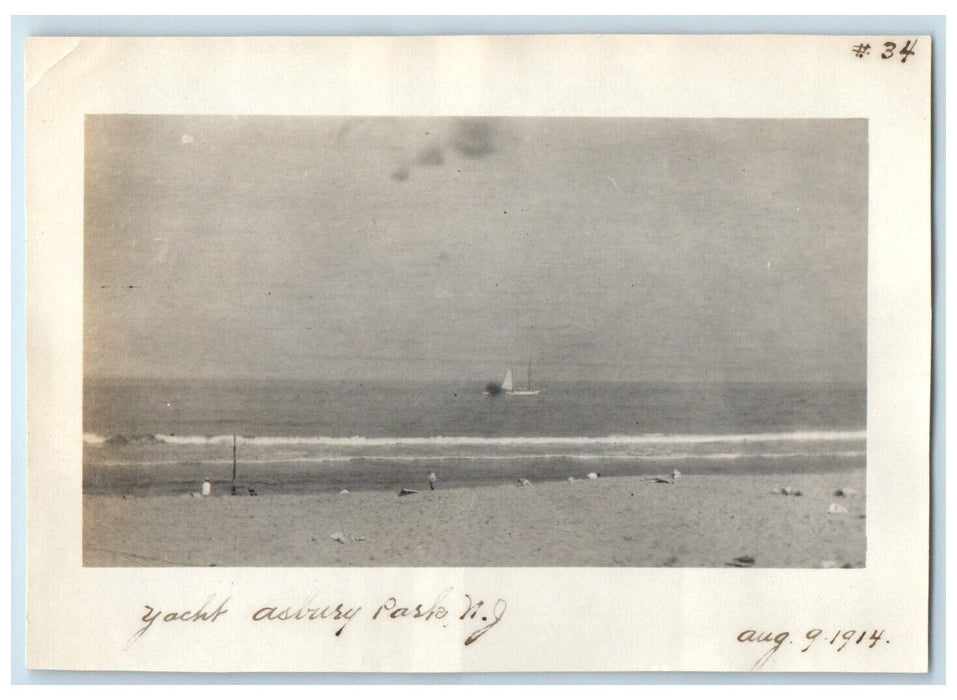 1914 Scene of Yacht in Asbury Park New Jersey NJ Antique Unposted Photo