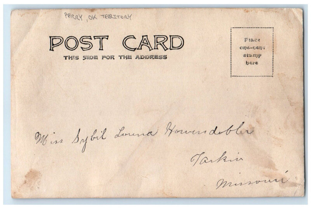 c1905 High School Building Perry Oklahoma OK Territory RPPC Photo Postcard