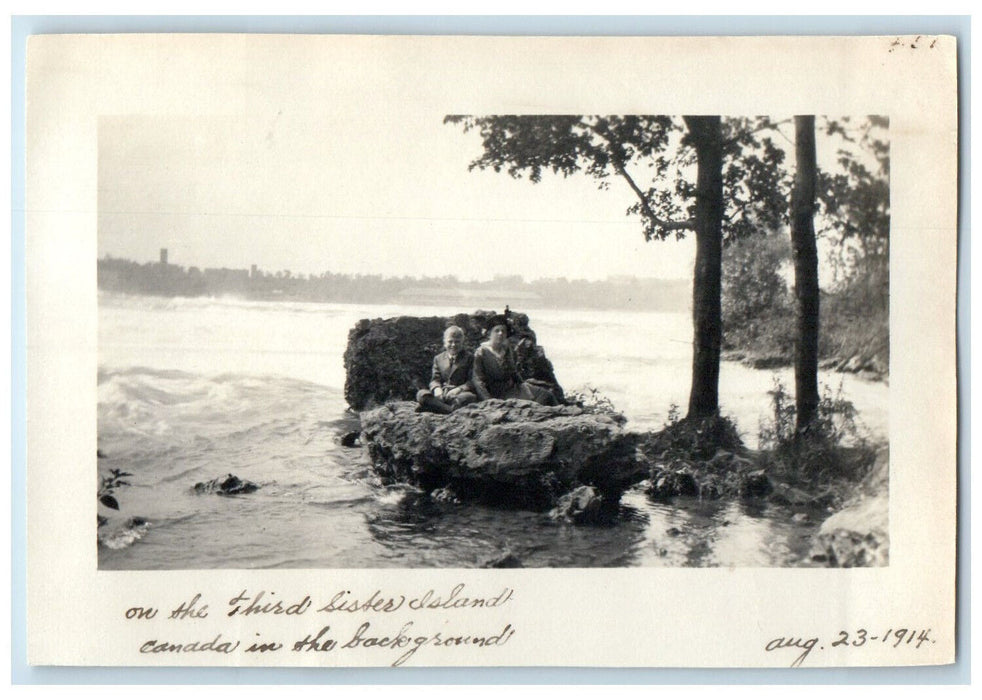 1914 On The Third Sister Islands Niagara Falls NY Canada in the Background Photo