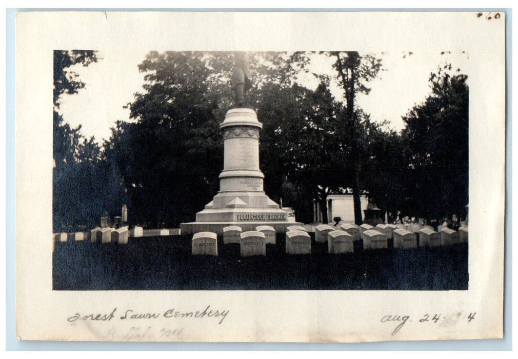 1914 Volunteer Firement Forest Lawn Cemetery Buffalo New York NY Antique Photo