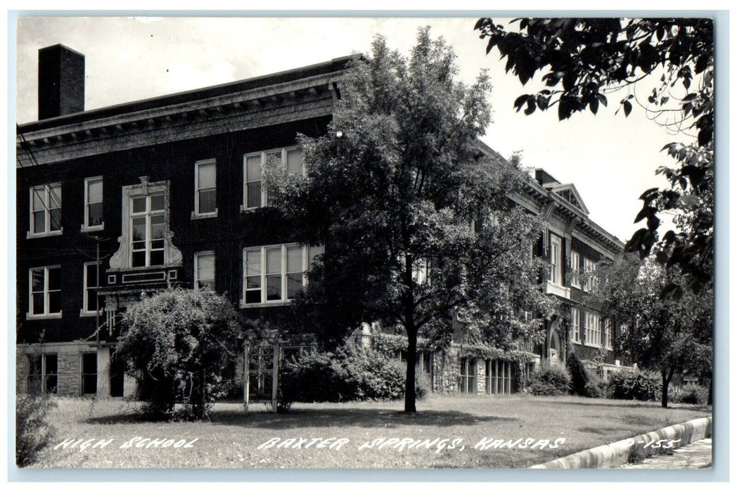 c1940s High School Building Baxter Springs Kansas KS RPPC Photo Vintage Postcard