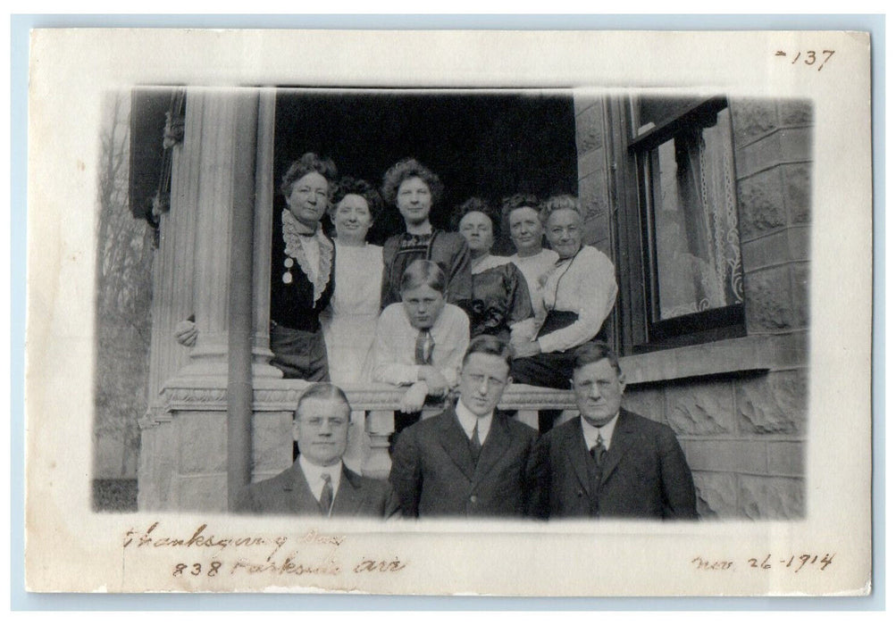 1914 Thanksgiving Day Family Taking Picture Parkside Avenue Trenton NJ Photo
