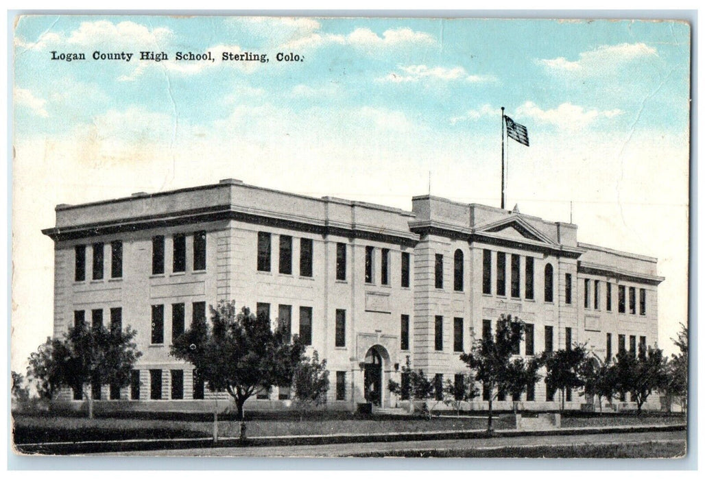 c1910's Logan County High School Sterling Colorado CO Posted Antique Postcard
