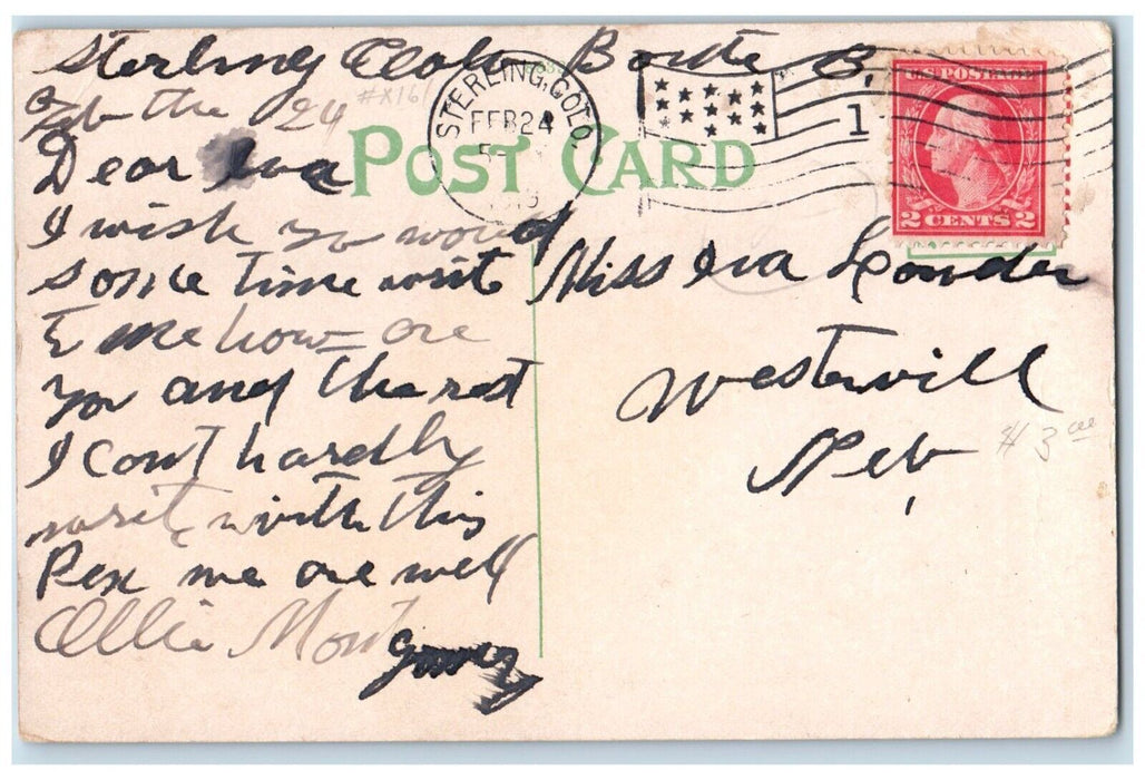 c1910's Logan County High School Sterling Colorado CO Posted Antique Postcard