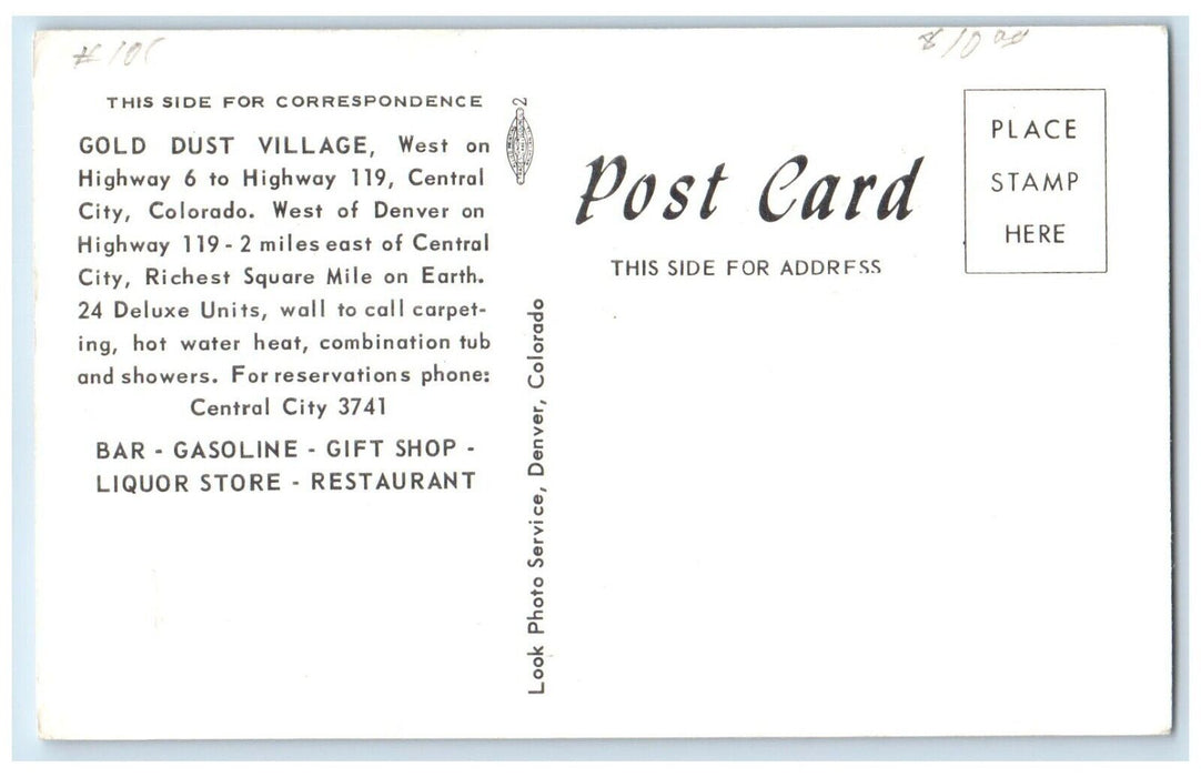 c1940 Aerial View Gold Dust Village Building Central City Colorado CO Postcard