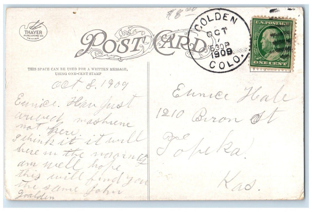 1909 Birds Eye View River Mountains Buildings Idaho Springs Colorado CO Postcard