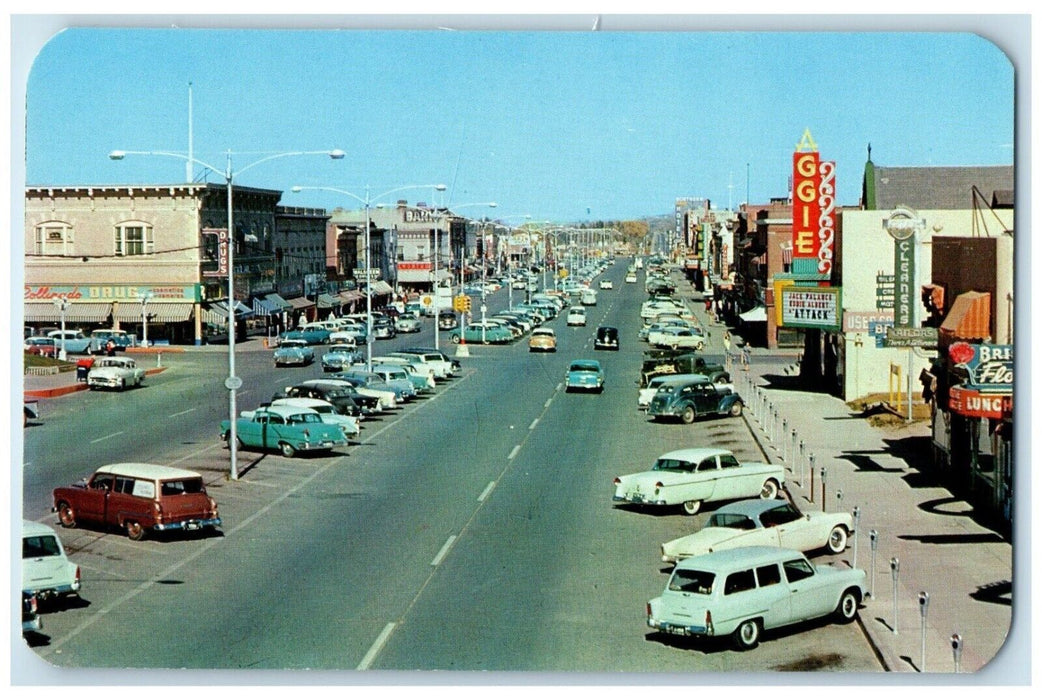 c1960 Aerial View College Avenue Business Section Fort Collins Colorado Postcard