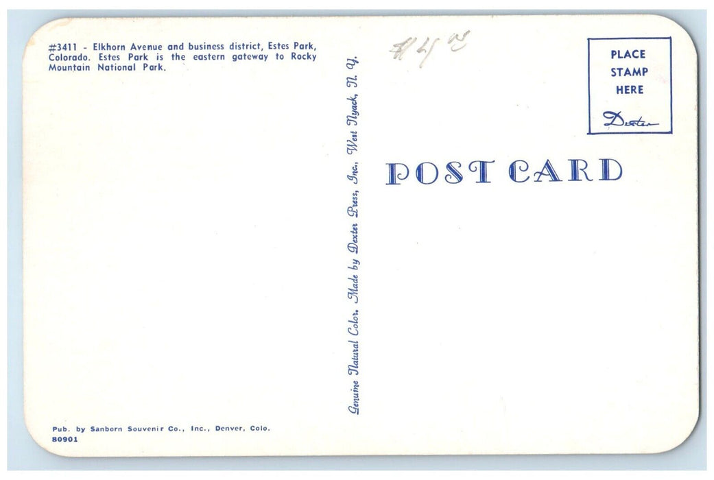Elkhorn Avenue And Business District Cars Drugs Store Estes Park CO Postcard