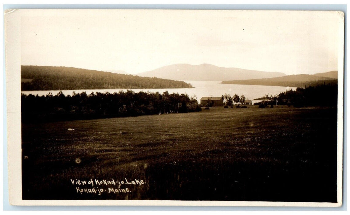 View Of Kokad Jo Lake Kokad Jo Maine ME RPPC Photo Unposted Vintage Postcard